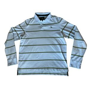 Vtg Abercrombie & Fitch Long Sleeve Rugby Polo Shirt Blue Stripe Y2K Men's XL